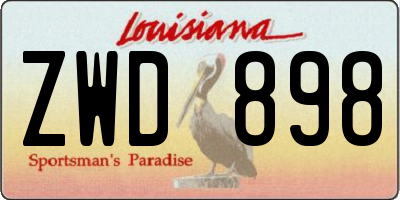 LA license plate ZWD898