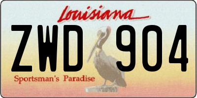 LA license plate ZWD904