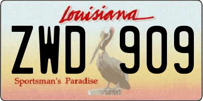 LA license plate ZWD909