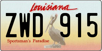 LA license plate ZWD915