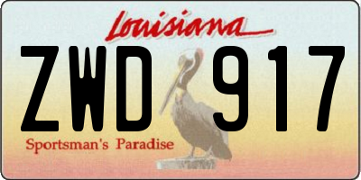 LA license plate ZWD917