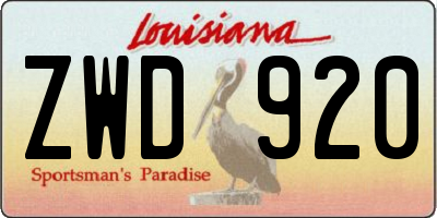 LA license plate ZWD920