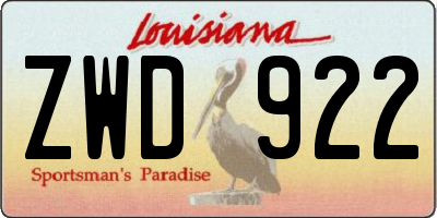 LA license plate ZWD922