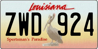 LA license plate ZWD924