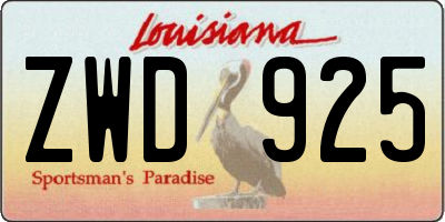 LA license plate ZWD925