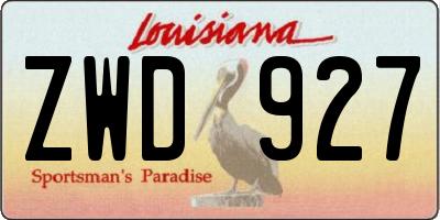 LA license plate ZWD927