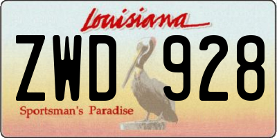 LA license plate ZWD928