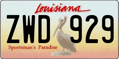 LA license plate ZWD929