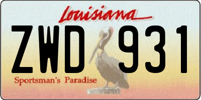 LA license plate ZWD931