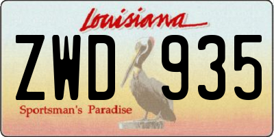 LA license plate ZWD935