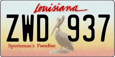 LA license plate ZWD937