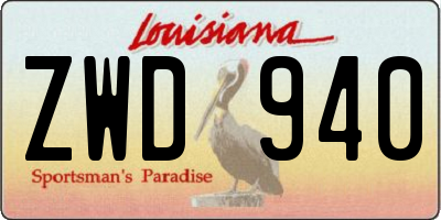 LA license plate ZWD940