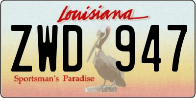 LA license plate ZWD947