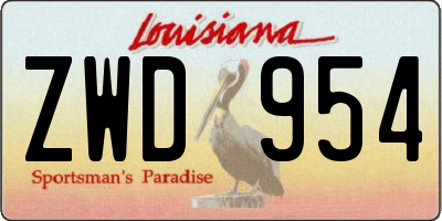 LA license plate ZWD954