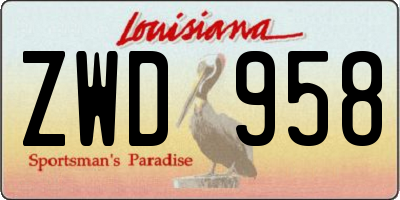 LA license plate ZWD958