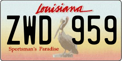 LA license plate ZWD959
