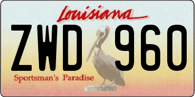 LA license plate ZWD960
