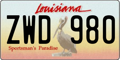 LA license plate ZWD980
