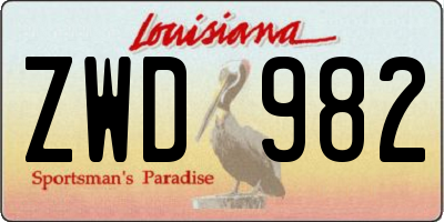 LA license plate ZWD982