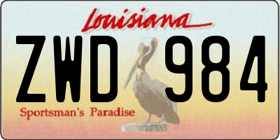 LA license plate ZWD984