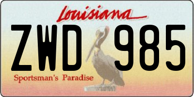 LA license plate ZWD985