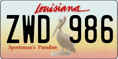 LA license plate ZWD986