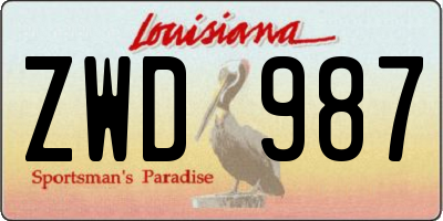 LA license plate ZWD987