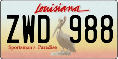 LA license plate ZWD988