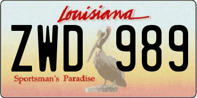 LA license plate ZWD989