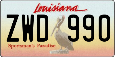 LA license plate ZWD990