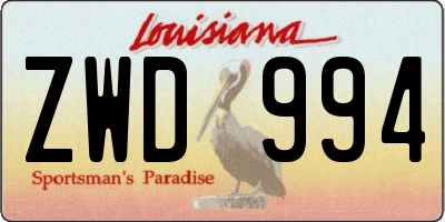 LA license plate ZWD994