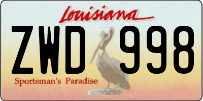 LA license plate ZWD998