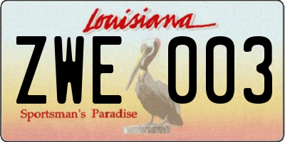 LA license plate ZWE003