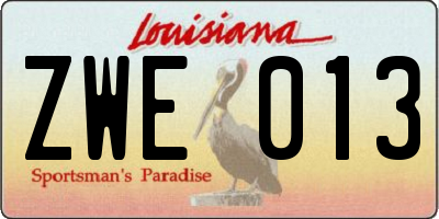 LA license plate ZWE013