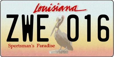 LA license plate ZWE016