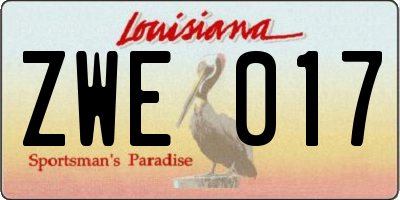 LA license plate ZWE017