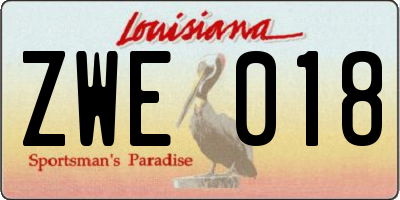 LA license plate ZWE018