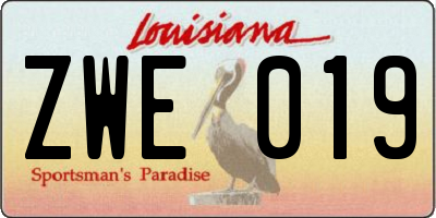 LA license plate ZWE019