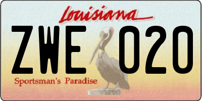 LA license plate ZWE020