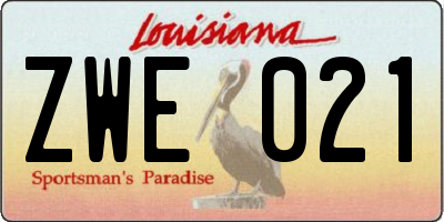 LA license plate ZWE021