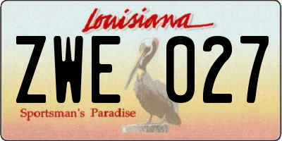 LA license plate ZWE027