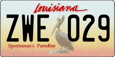 LA license plate ZWE029