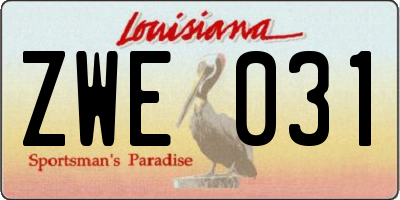 LA license plate ZWE031