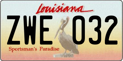 LA license plate ZWE032
