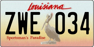 LA license plate ZWE034