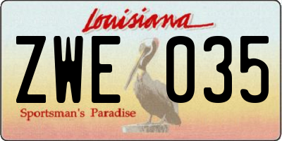 LA license plate ZWE035