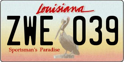 LA license plate ZWE039