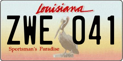 LA license plate ZWE041