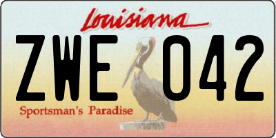 LA license plate ZWE042