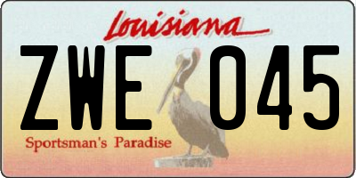 LA license plate ZWE045